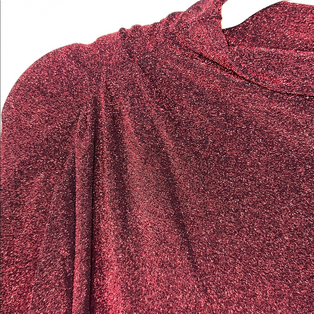 Veronica Beard Mylie Top Ruched Mock Neck Long Sleeve Top Size M In Crimson Red - Picture 8 of 15